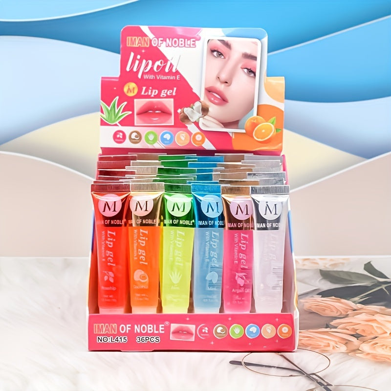 1/2/6pcs Ultra-Hydrating Lip Gel Collection - Nourishing Vitamin E, Rosehip, Argan Oil, Mint, Aloe, Coconut Moisturizing Transparent Lip Gloss with Plant Squalane - Random Color, Long-Lasting, Non-Sticky, Clear Lip Oil for So