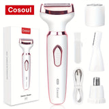 Rechargeable 4-in-1 Electric Razor For Women - Painless Hair Trimmer For Face, Nose, Eyebrows, Beard, Mustache, Arm, Leg, Armpit, And Bikini - Portable Body Shavers Set Rechargeable Grooming Kit Holiday Gift
