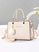 Fashionable Handbag With Cute Little Pom-Pom Decoration