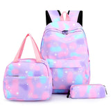 Vibrant Tie Dye Cartoon Pattern Backpack - Spacious School Bag with Insulated Lunch Box, Pencil Case, and Multiple Compartments for Organized School Use