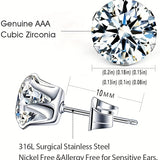 Sparkling Stainless Steel 6-Prong zirconia Stud Earrings Hypoallergenic Daily Decor Earrings 18K Gold Plated Ear Bone Buckle Jewelry