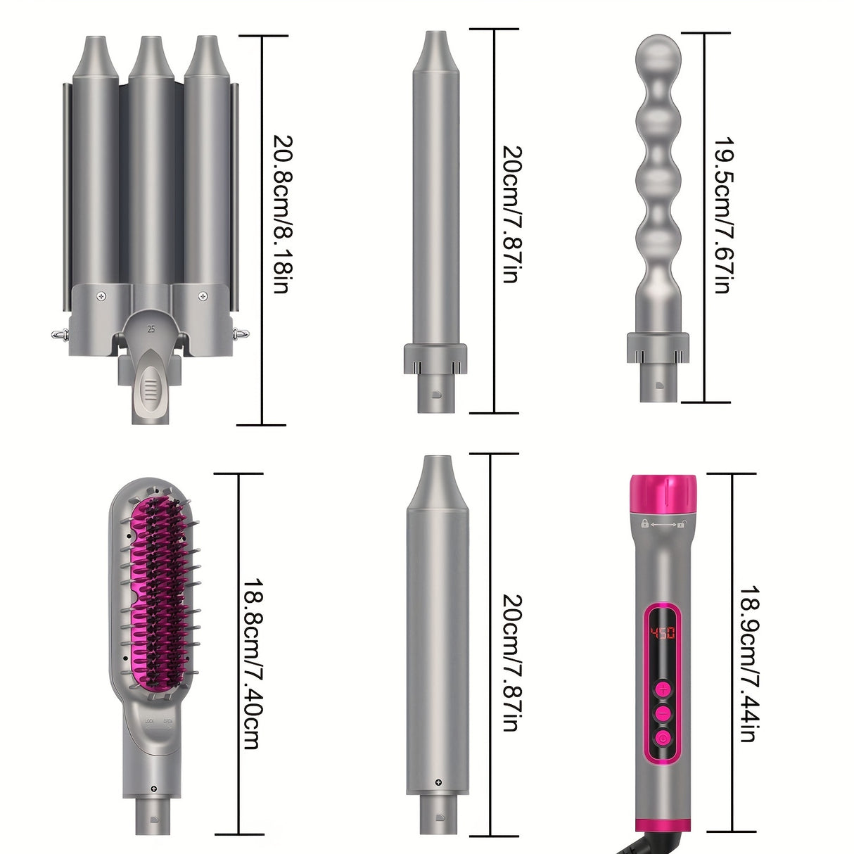Multifunction 5 In 1 Curling Iron Set, Heat Resistant Gloves And 3 Tubes Hair Curler And Hair Straightener Brush For Girls, 60 Minutes Automatic Power And Intelligent-Temperature Control Curling Iron, Fast Heating Hair Wand C