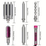 Multifunction 5 In 1 Curling Iron Set, Heat Resistant Gloves And 3 Tubes Hair Curler And Hair Straightener Brush For Girls, 60 Minutes Automatic Power And Intelligent-Temperature Control Curling Iron, Fast Heating Hair Wand C