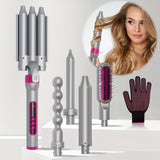 Multifunction 5 In 1 Curling Iron Set, Heat Resistant Gloves And 3 Tubes Hair Curler And Hair Straightener Brush For Girls, 60 Minutes Automatic Power And Intelligent-Temperature Control Curling Iron, Fast Heating Hair Wand C