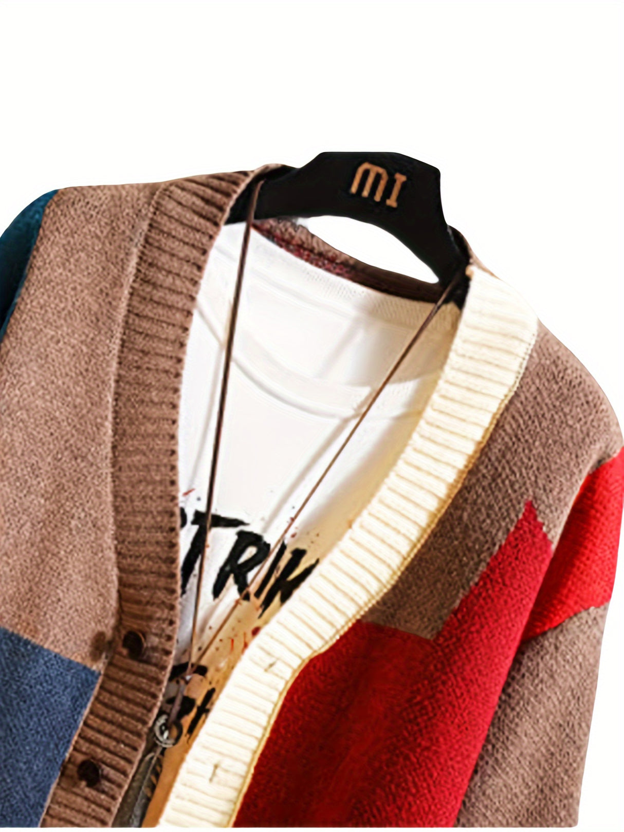 Spring & Autumn Color Spliced Knit Cardigan Sweater for Men & Women - V-Neck Casual Sweater