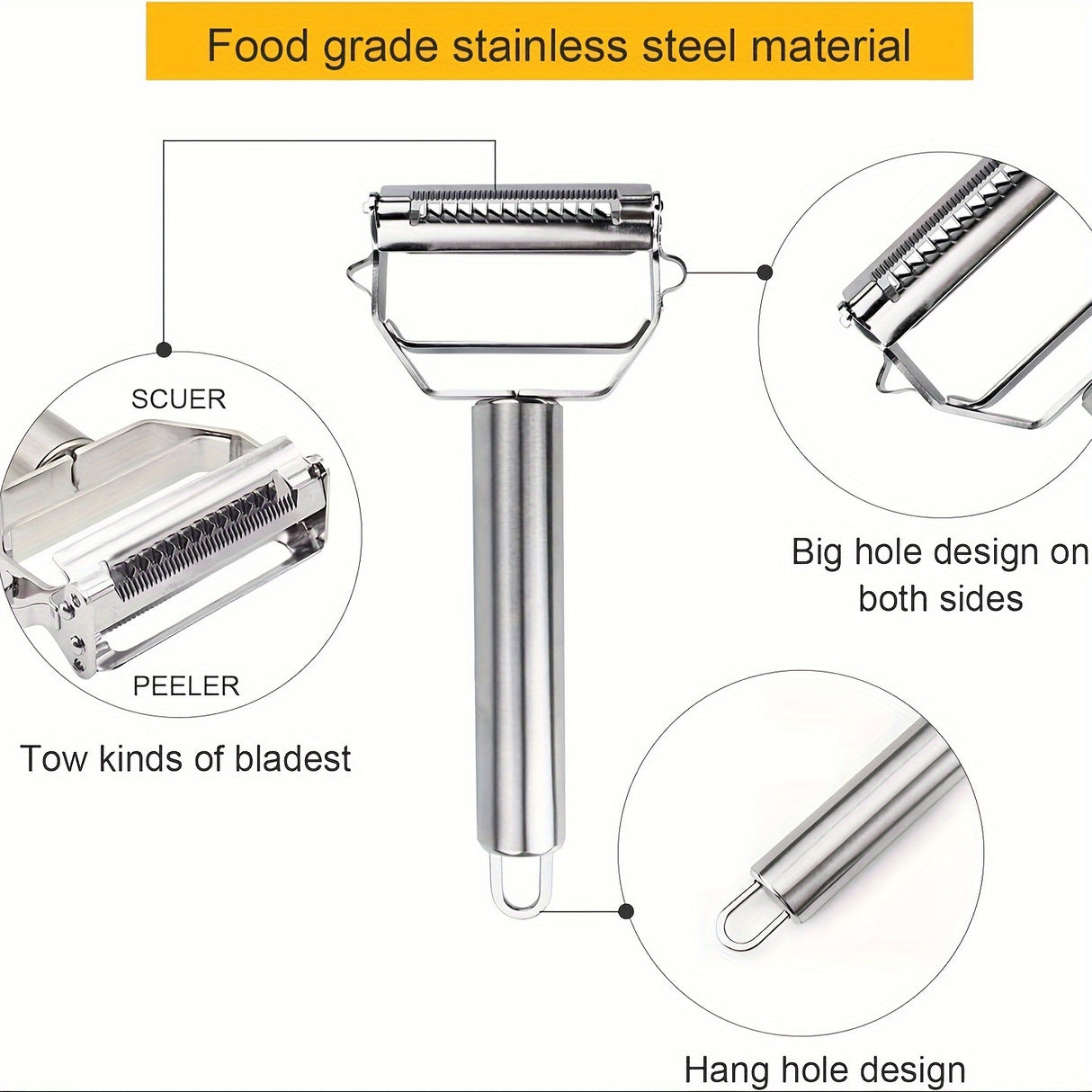 1-3pc, 2 In 1 Stainless Steel Vegetable Peeler, Julienne Cutter, Slicer, Shredder, Scraper, Fruit, Potatoes, Carrot, Cucumber, Kitchen, Home Staple, Housewarming Gift
