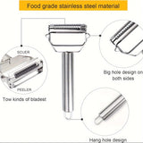 1-3pc, 2 In 1 Stainless Steel Vegetable Peeler, Julienne Cutter, Slicer, Shredder, Scraper, Fruit, Potatoes, Carrot, Cucumber, Kitchen, Home Staple, Housewarming Gift