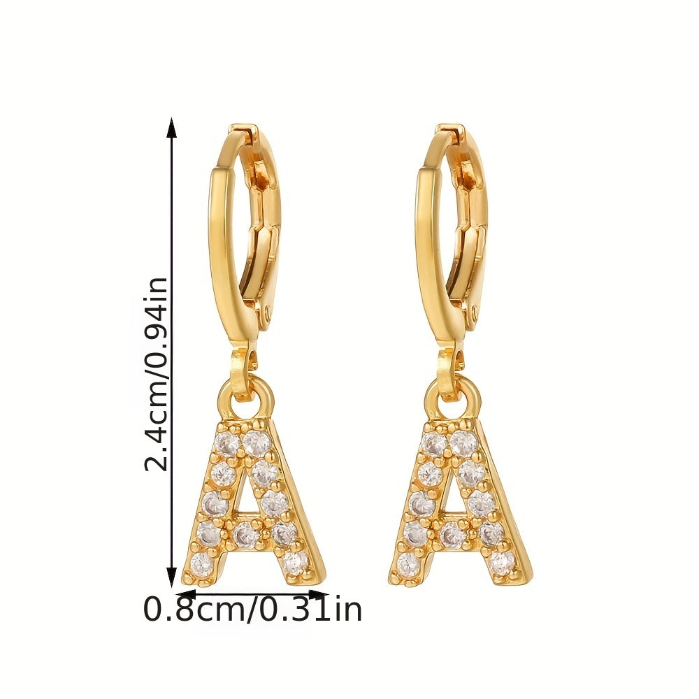 Exquisite Initial 26 Letter Drop Dangle Earrings 14K Plated Jewelry For Women Girls Birthday Party Gift