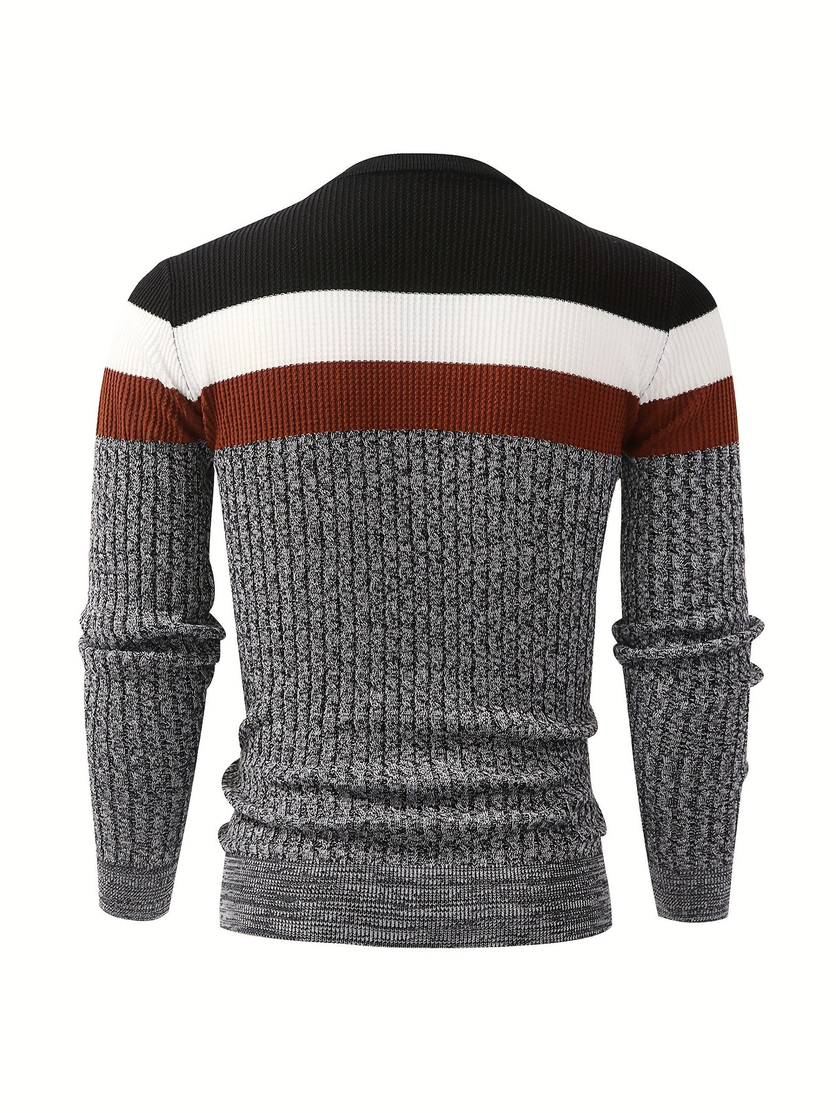 Cozy Striped Knit Sweater for Men - Tops for Autumn Winter - Long Sleeve Crew Neck Pullover, Warm Underwear for Chilly Days, Soft and Breathable Fabric, Classic Casual Style