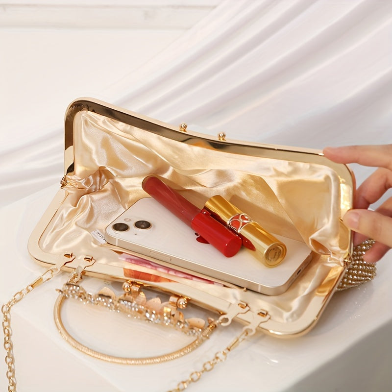 Luxurious Rhinestone Evening Clutch Bag - Small, Fashionable, Sparkling Purse for Weddings, Luxurious Dinners, and Formal Events - Elegant, Glamorous, and Eye-Catching Accessory for Women