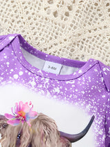 Adorable Baby Girl Romper Set - Cow Head Flower Short Sleeve Triangle Design, Long Flared Trousers with Vibrant Floral Print, Soft and Breathable Fabric, Comfortable Wear for Newborns
