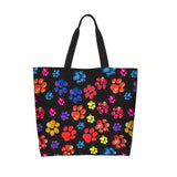 Large Capacity Tote Bag - Dog Paws Pattern Handbag Gym Bag, Travel Weekender Bag, Shopping Bag For Women Men