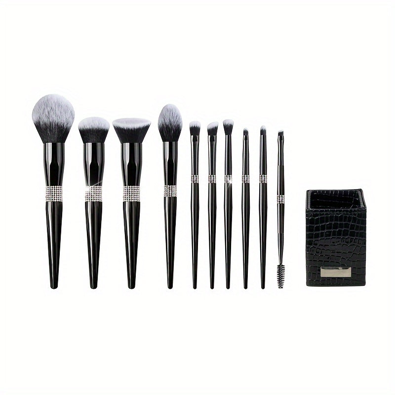 Makeup Brushes Set - Bling Premium Synthetic Foundation Powder Blush Concealer Eyeliner Eyebrow Contour Make Up Brush Set For Women, Black