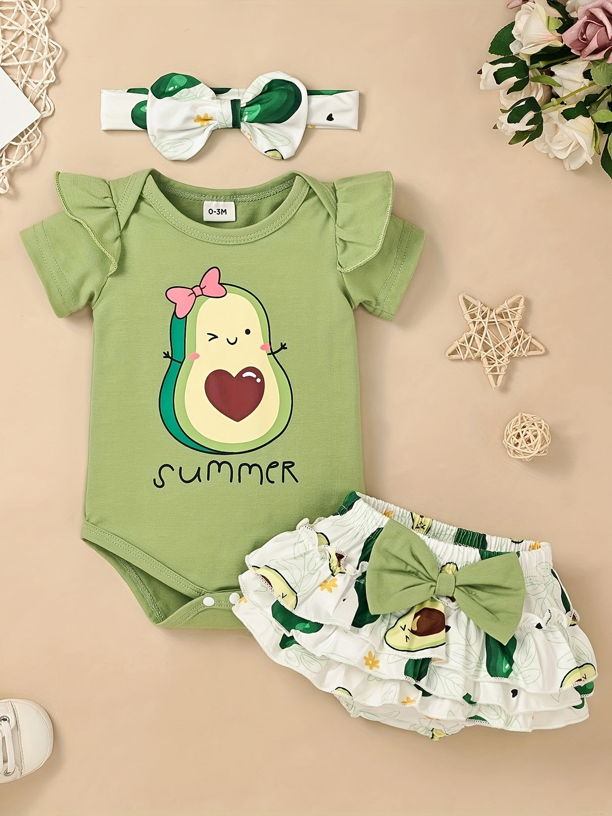 Newborn Baby Girl Clothes Infant Summer Shorts Set Ruffle Romper Cute Baby Clothes Summer Outfits Set 0-18 Months, Perfect for Outdoor