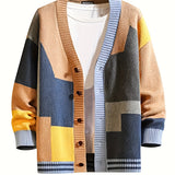 Spring & Autumn Color Spliced Knit Cardigan Sweater for Men & Women - V-Neck Casual Sweater