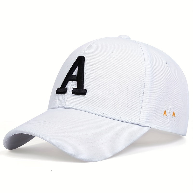 Solid Color Simple Casual Sports Hat - Letter A Embroidery Baseball Cap - Sunscreen Dad Hats