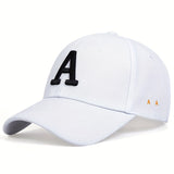 Solid Color Simple Casual Sports Hat - Letter A Embroidery Baseball Cap - Sunscreen Dad Hats