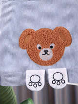 2pcs Toddler Boys Stylish Corduroy Outfit Set - Comfortable Casual Sportswear with Adorable Embroidered Bear Design, Complete Coat and Pants - Perfect for Spring and Autumn, Beige