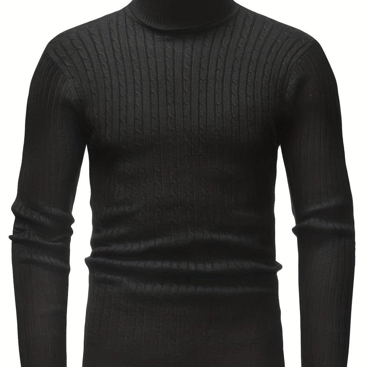 All Match Knitted Solid Sweater, Men's Casual Warm High Stretch Turtleneck Pullover Sweater For Men Fall Winter, Old Money Style