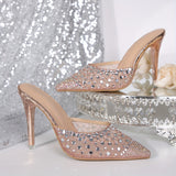 Luxury Rhinestone Mesh Pointed Toe High Heels For Women, Elegant And Charming, Breathable Net Ideal For Party