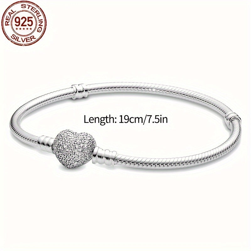 925 Silver Everlasting Heart Bracelet Fit Charm Bead DIY Bracelets Women Jewelry For women Gift Silver Gram Weighs 0.35 oz
