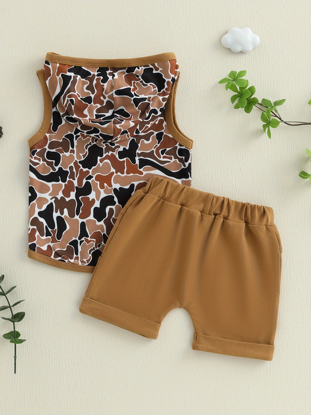 0-3T Toddler Boys Summer Outfits Camouflage Hooded Sleeveless Tank Tops Elastic Waist Shorts Cute Clothes Set, for Outdoor