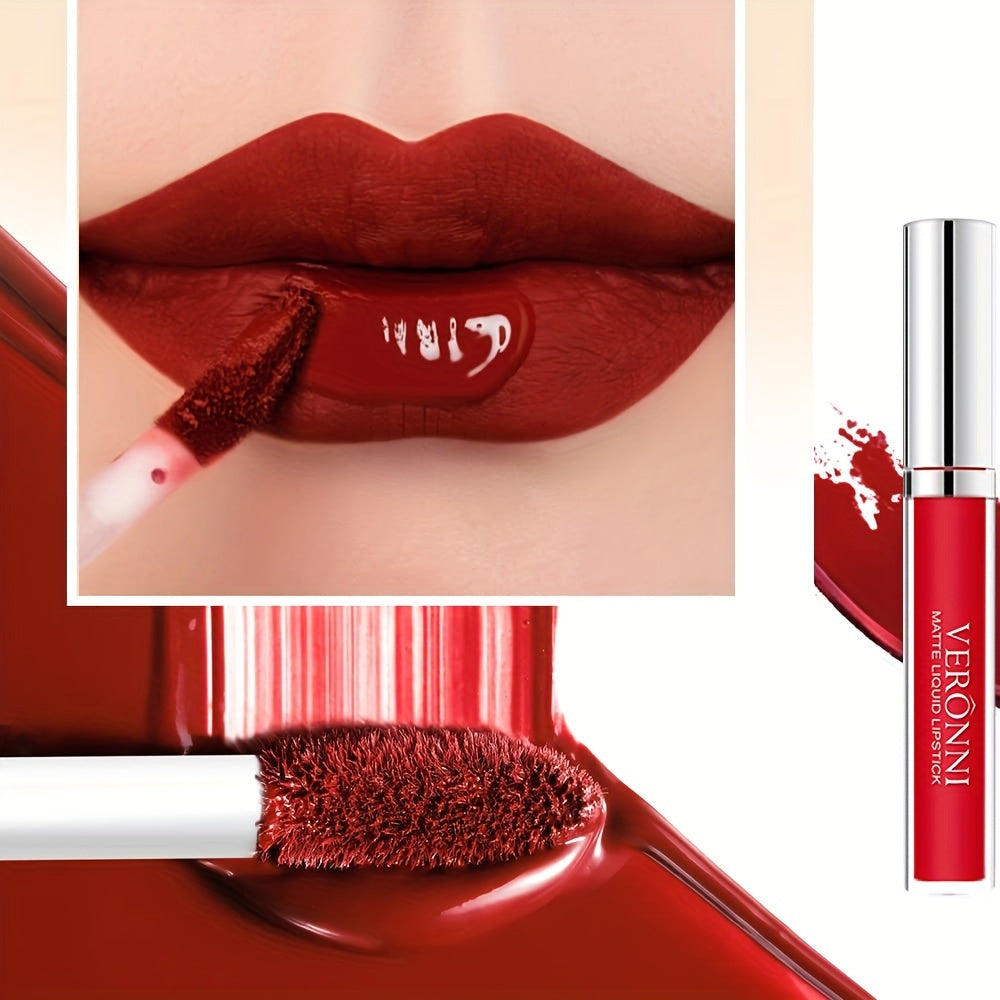VERONNI 12pc Lip Glaze Collection - Smudge-proof Matte Lipstick Set with Non-transfer Formula - Diverse Multicolor Glosses for All-day Wear - Ultimate Makeup Kit & Festive Gift for Her