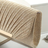 Glamorous Ruched Metal Decor Clutch Handbag - Sparkling Prom Purse with Adjustable Chain - Perfect Evening Bag for Weddings and Parties