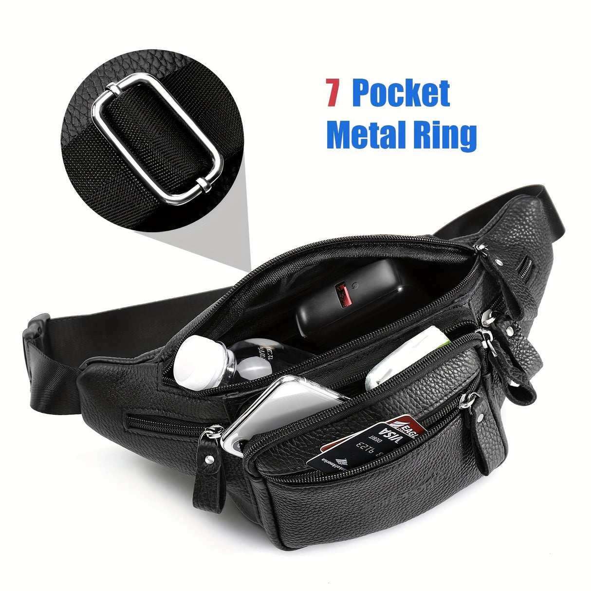 Unisex Genuine Leather Fanny pcs - Waterproof, Multi-Pocket Waist Belt Bag For Hiking, Cycling & Outdoor Sports Backpack For Travel Waterproof Backpack