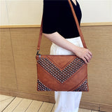 Fashion-Forward Womens Rivet Clutch Bag - Spiky Punk Style Crossbody Envelope Purse - Perfect for Everyday or Night Out Glam