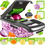 14-in-1/ Set Upgraded Vegetable Chopper With Container, Professional Food Chopper, Multi-Functional Fruit Slicer, Manual Food Shredder, Onion Grater With Multiple Interchangeable Blades Chopper, Dicer (Kitchen Gadgets And Ess