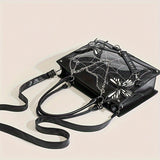 Vibrant Punk Style Spider Web Tote Bag - Trendy Goth Handbag for Women - Crossbody Bag with Y2K Butterfly Chain and Adjustable Strap