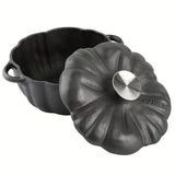 Small Cast Iron Dutch Oven, Pre-seasoned Pumpkin Dutch Oven with Lid, Garlic Roaster for Oven, Pumpkin Pot for Cooking and Serving, 1.68Quart
