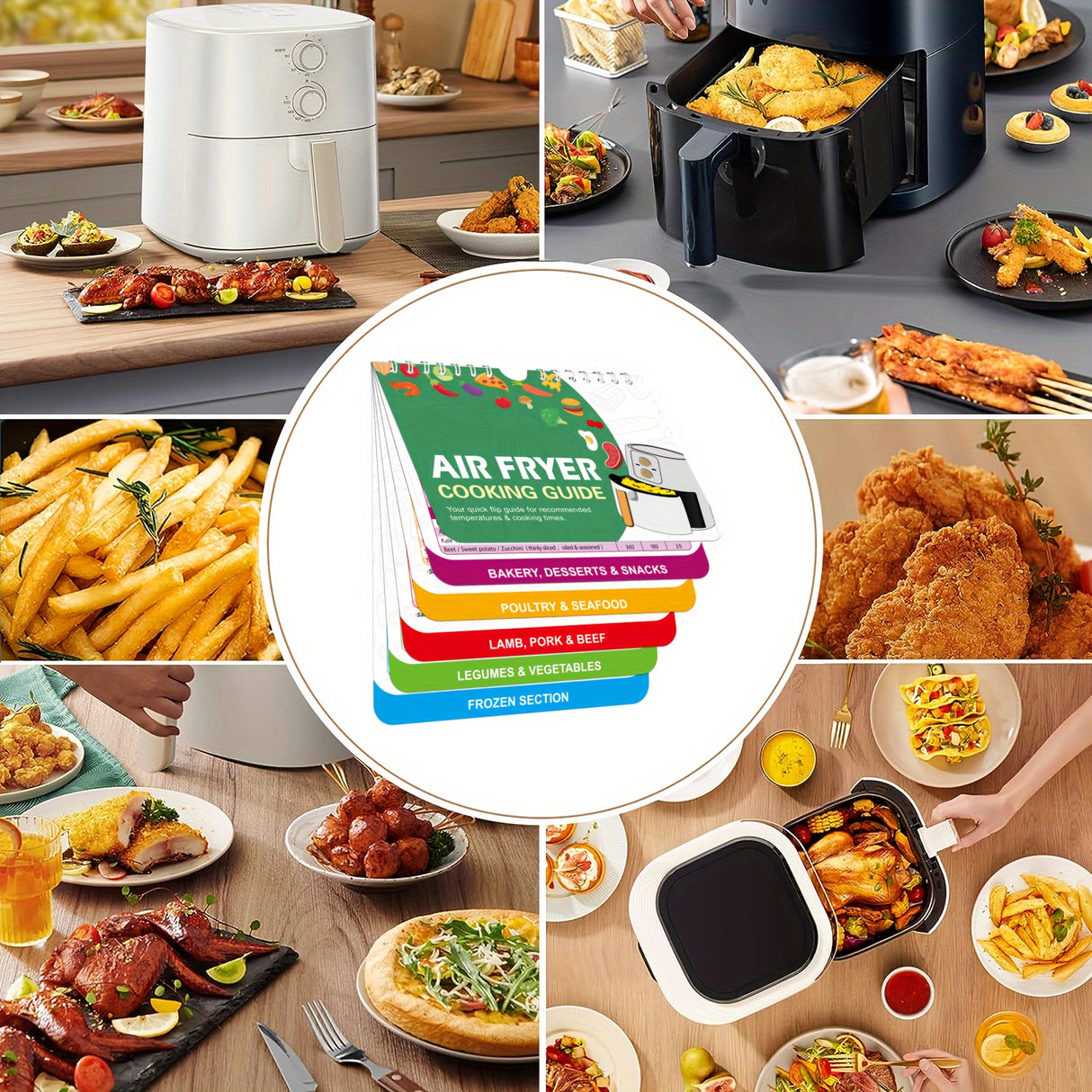 1pc The Ultimate Air Fryer Companion, Pressure Cooker Cooking Guide Booklet Set With Times Chart, Cookbooks, Magnets & Kitchen Conversion