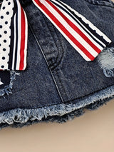 My 1st 4th of July Baby Girl Clothes Newborn Independence Day Outfits Infant Ruffle Romper + Short Jean Skirt + Headband 0-18 Months, for Outdoor