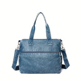 Trendy Retro Tote Bag with Eye-Catching Studs - Spacious Crossbody Design for Women - Perfect Everyday Shoulder Bag