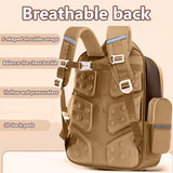Lightweight 1pc Preppy Style Khaki Nylon Backpack for College, 16-inch Water-Resistant School Bag with Adjustable Straps, Zipper Closure, Polyester Lining, Contrast Binding, Easy to Clean, Printed Design