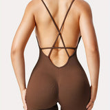 [Sexy Backless Romper Shorts] Sexy Backless Jeni Scrunch Butt Romper Shorts - Form Fitting Bodysuits For Women Body Shaper Workout Jumpsuits