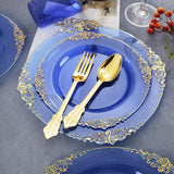 350PCS Pink and Golden Plastic Plates - Pink Plastic Dinnerware Sets for 50 Guests - 100 Pink Disposable Plates, 150 Golden Plastic Silverware, 50 Cups, 50 Napkins for Wedding & Mother's Day
