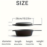 1pc Preseasoned Cast Iron Combo Cooker with Non-Stick Frying Pans and Heat-Resistant Handles - Perfect for Stews and More!