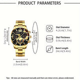 3pcs/set, Fashion Mens Business Stainless Steel Calendar Watches & Silvery Bracelet Cross Pendant Necklace
