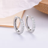 Sterling Silver White Gold Plated Hoop Earrings with Needle Drill Design, Nickel-Free