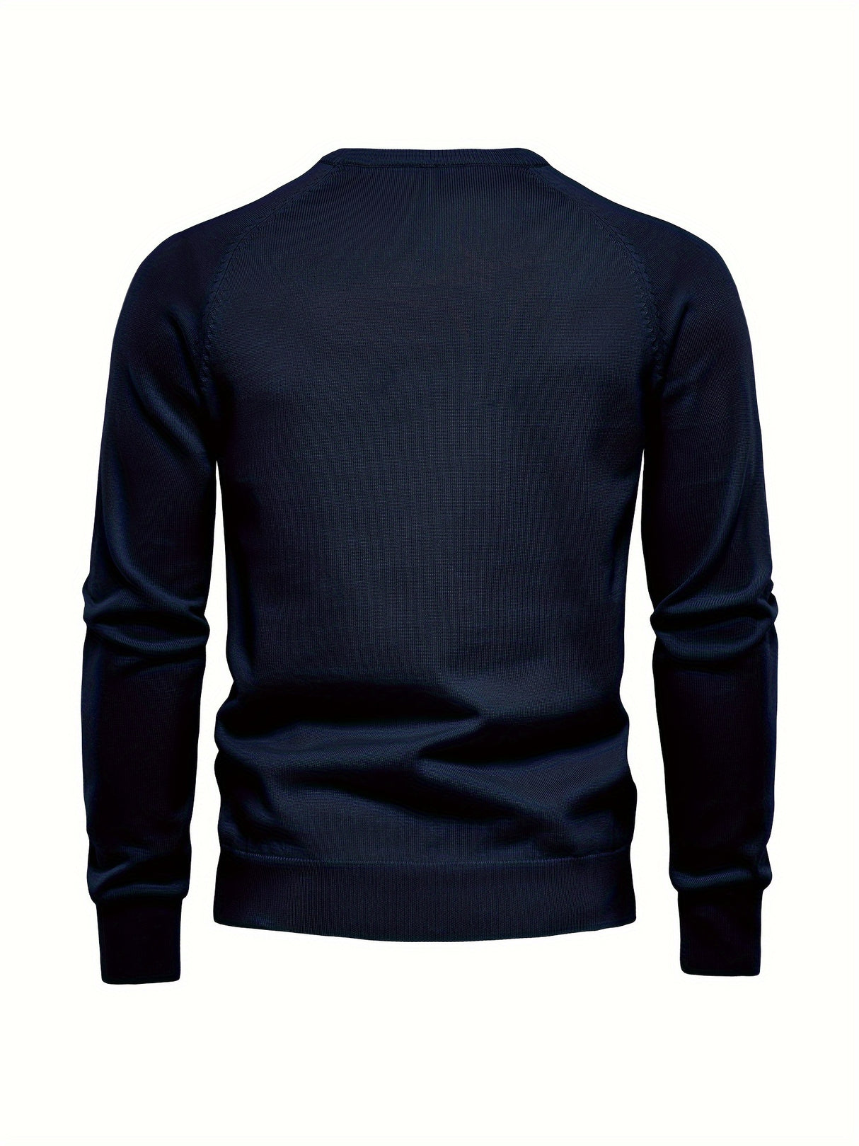 All Match Cotton Knitted Solid Sweater, Men's Casual Warm Slightly Stretch Crew Neck Pullover Sweater For Men Fall Winter