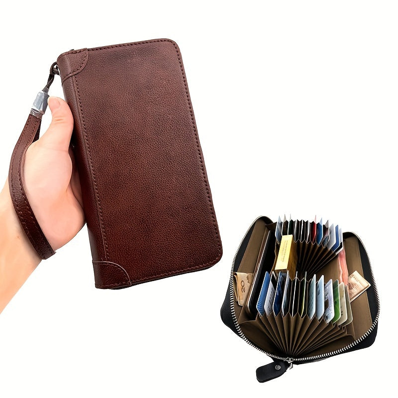 Men's Genuine Leather Handbag With Slots For Cards, Portable Lightweight Clutch Bag For Daily Commute & Going Out