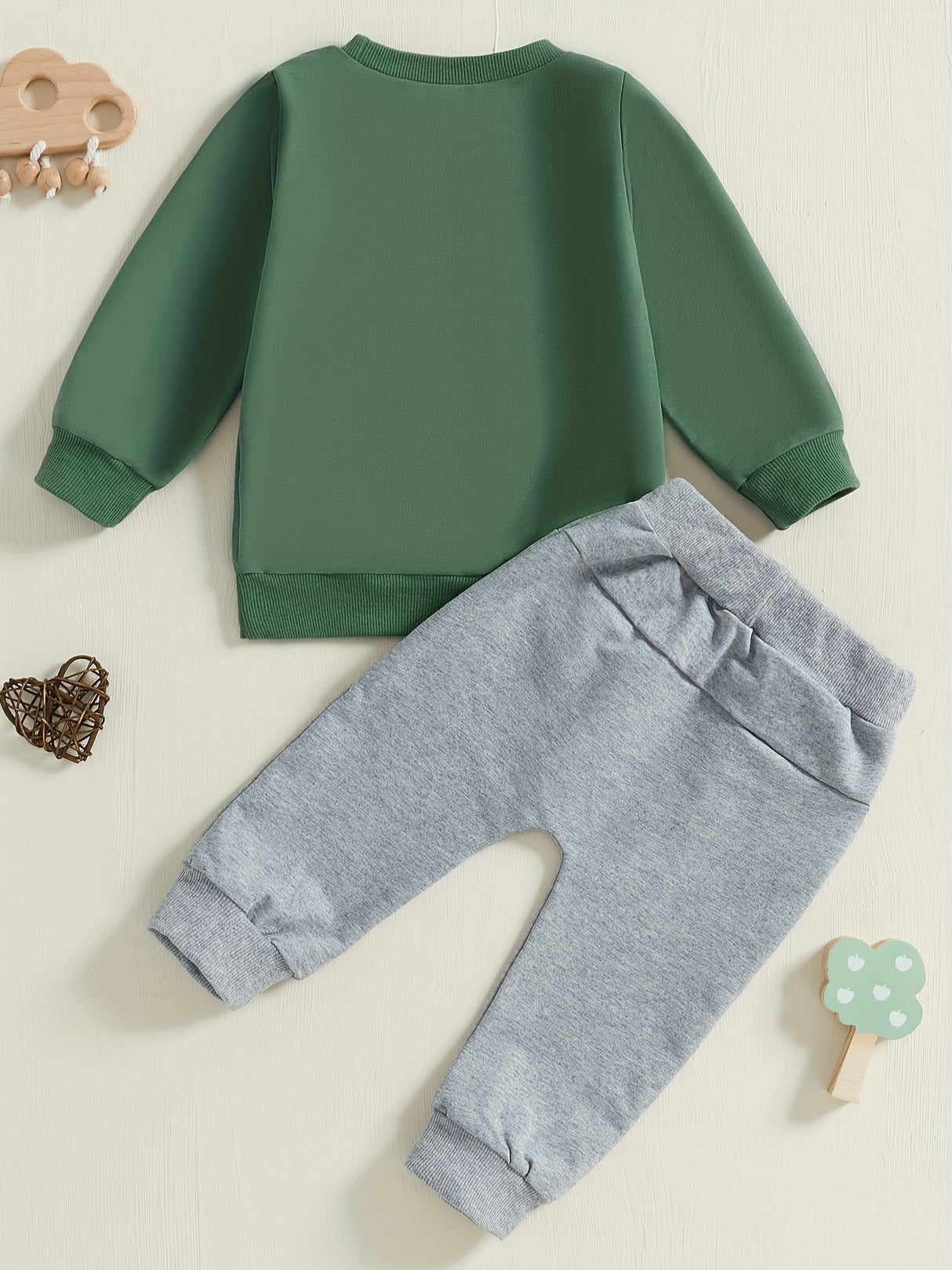Toddler Boys Fall Outfits Letter Embroidery Long Sleeve Sweatshirts and Long Pants 2pcs Clothes Set