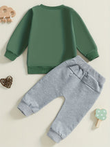 Toddler Boys Fall Outfits Letter Embroidery Long Sleeve Sweatshirts and Long Pants 2pcs Clothes Set