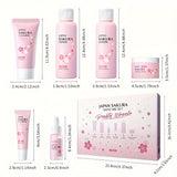 6 Pcs LAIKOU Sakura Hydrating Facial Care Set - Intensely Moisturize, Firm, and Nourish All Skin Types with Hyaluronic Acid - Perfect Gift for Holidays, Birthdays, Valentines Day, and Fathers Day