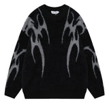[Long Sleeve Soft Knit Sweater] Trendy Two-Tone Geometric Pattern Knit Sweater for Men - Soft Imitation Mink, Long Sleeve, Loose Fit, Street Style, Machine Washable - Perfect for Fall/Winter Couples Matching, Plus Size Sweate