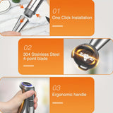 KOIOS Immersion Hand Blender, Stainless Steel Stick Blender with 12-Speed & Turbo Mode 1100W Motor, 5-in-1 Handheld Blender with 600ml Mixing Beaker with Lid, 500ml Chopper, Whisk, Milk Frother