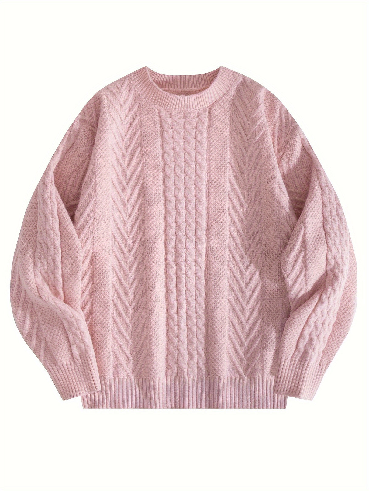 Cozy Cable Knit Sweater for Men - Soft, Warm & Stylish Pullover with Round Neck - Perfect for Fall/Winter Casual Wear, Genghis Khan, Home & Outdoor, Couple's Version